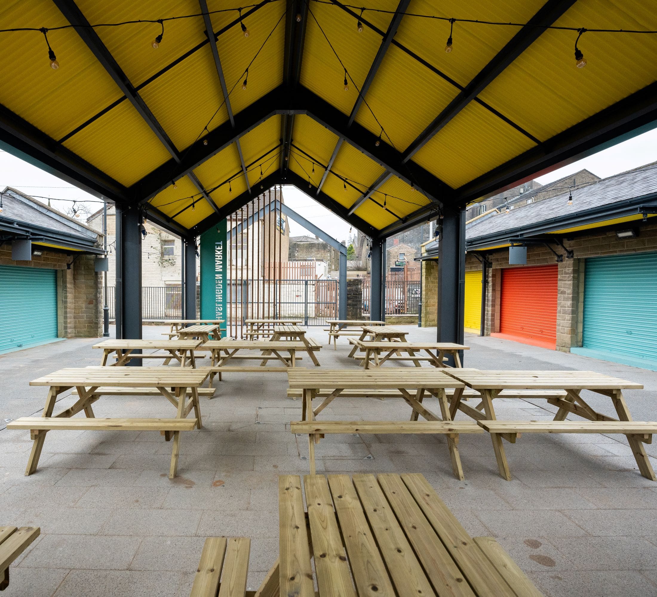 Haslingden market seating area